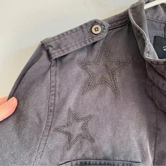 RAILS Rowen Dark Grey Star Embroidery Military Jacket Lightweight Relaxed Fit S - Picture 8 of 14